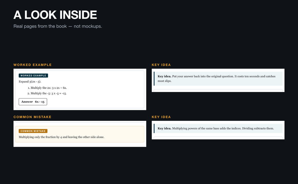 Module showing real pages from inside the book